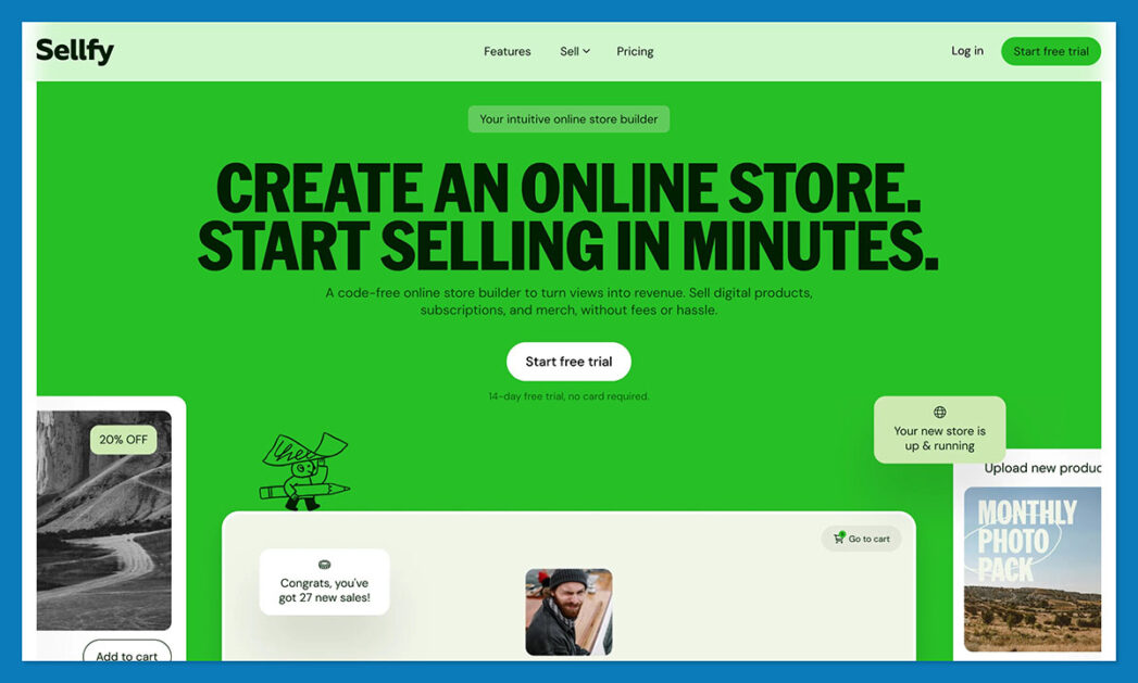 sellfy homepage