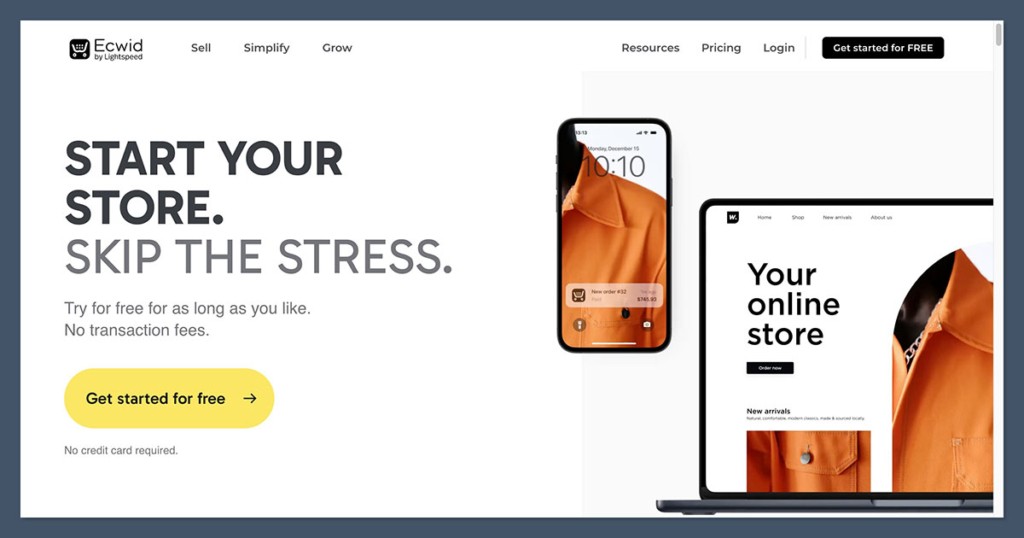 ecwid homepage