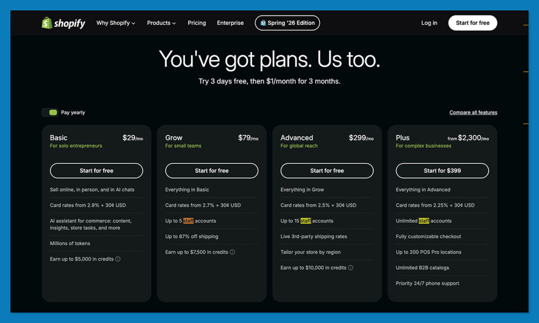 shopify pricing 1 shopify pricing